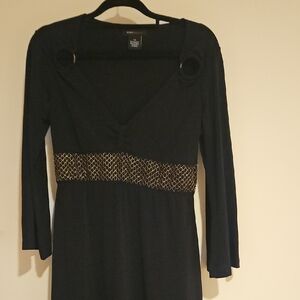 BCBGMaxAzria Black Dress with Gold Accents